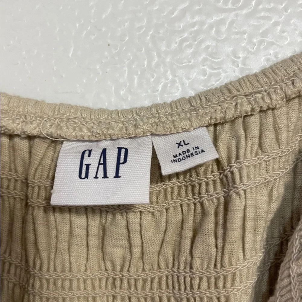 GAP WOMENS SMOCKED MINI DRESS BEIGE CREAM XL - Picture 5 of 6